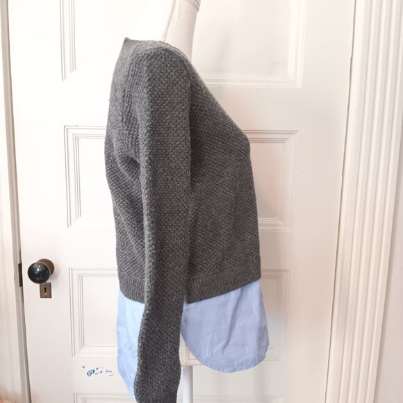 J. Crew Grey & Blue Wool Shirttail Sweater - Picture 7 of 10